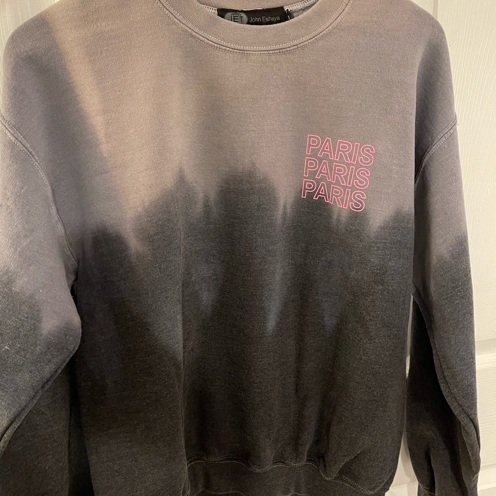 NWT! JET by John Eshaya “PARIS” gray tie dye sweatshirt
